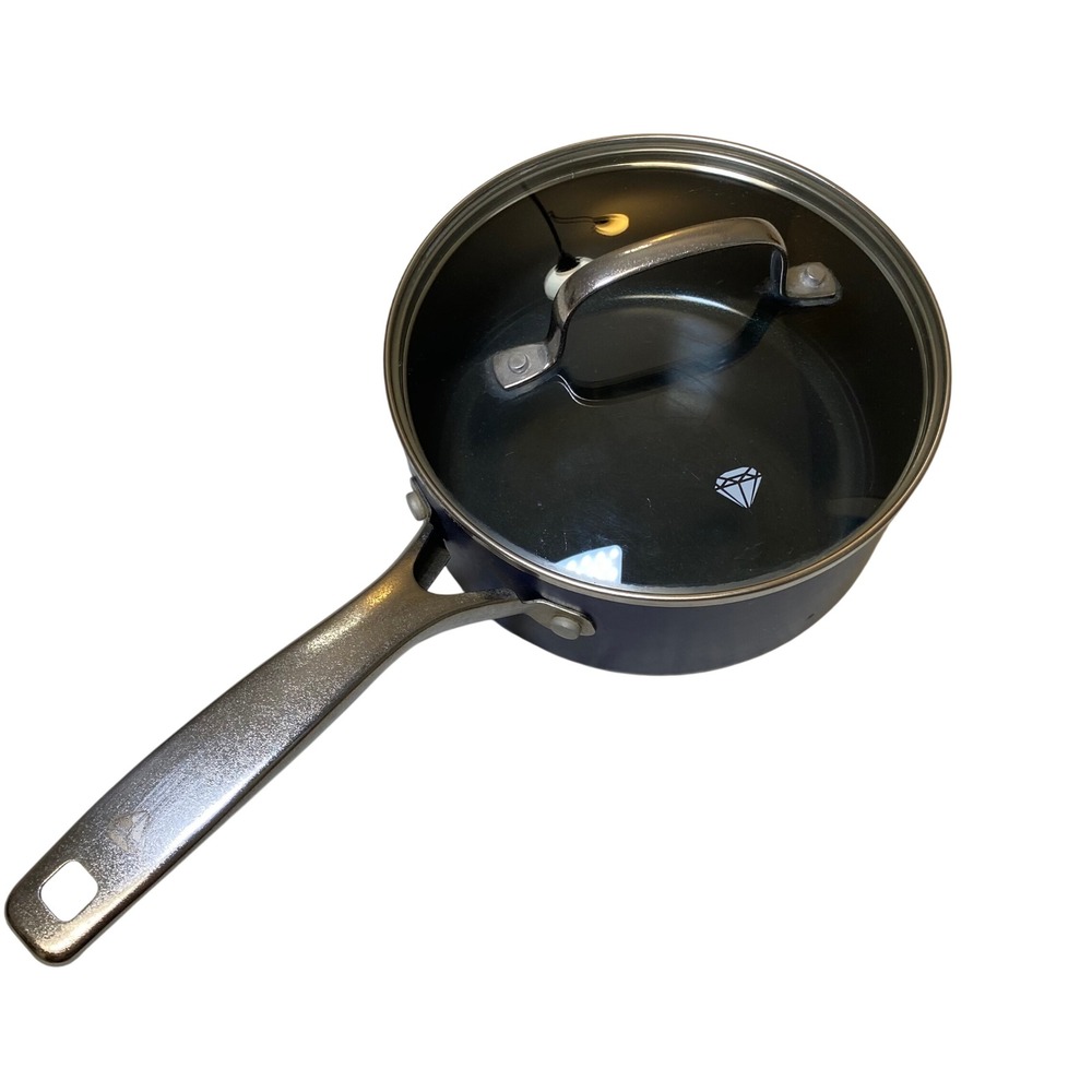 Blue Diamond 2 Qt Ceramic Nonstick Sauce‎ Pan w/ Glass Lid Blue 7" Cookware